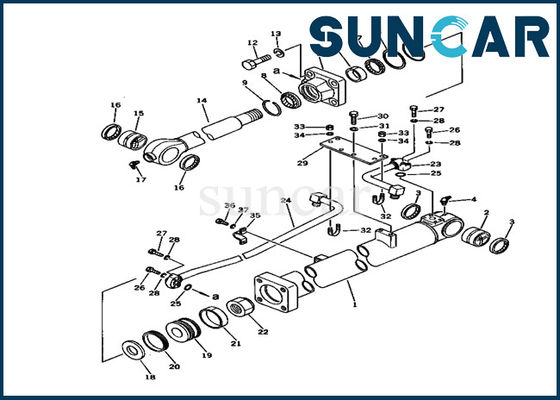 707-98-37510 Kit Segel Silinder Komatsu Bucket PC150LC-1 Kit Layanan Perbaikan Model Excavator