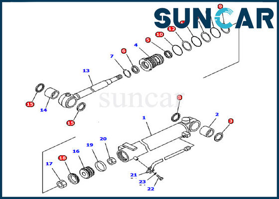 707-98-12330 Boom Cylinder Seal Kit Komatsu Excavator PC15R-8 Model Kit Layanan Suku Cadang Dalam
