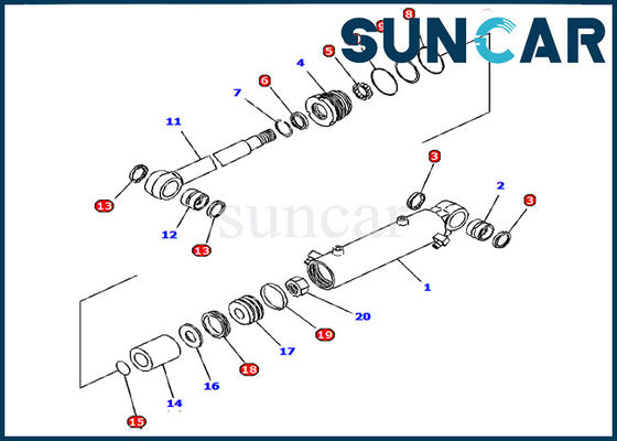 Kit Servis Silinder Blade 707-98-12660 Kit Segel Silinder Hidraulik Komatsu Excavator PC15R-8