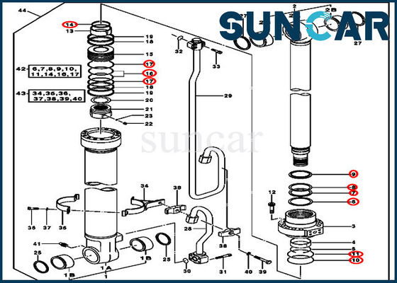 AH225136 Kit Silinder Hidraulik Boom Kit Segel Excavator Cocok untuk John Deere 2154D 225CLC