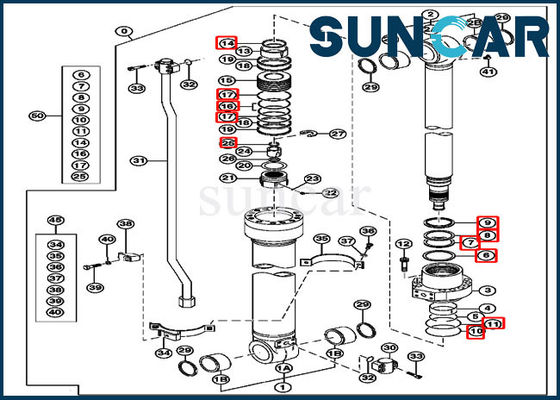 Kit Segel Silinder Lengan Hidrolik AH225135 Untuk Bagian Excavator 2154D 225CLC JOHN DEERE