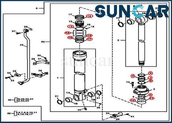 John Deere AH225137 Kit Segel Perbaikan Bucket 2154D 225DLC Kit Servis Hidrolik Excavator