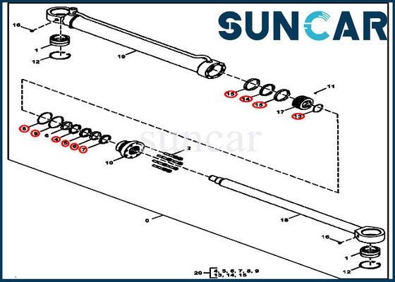 AT383285 Excavator Hydraulic Thumb Kit Cylinder Service Kit Untuk 300GLC 240DLC Deere
