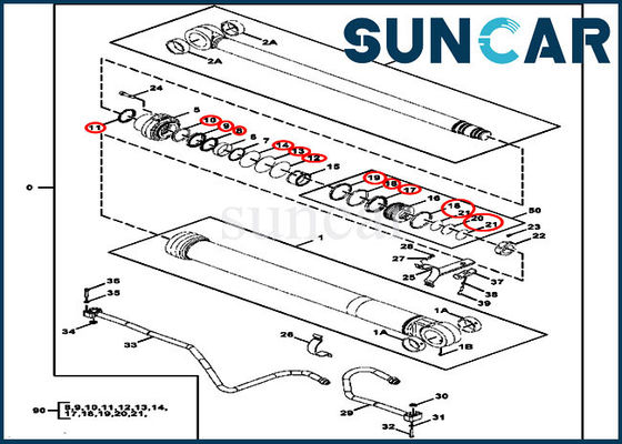 300GLC Deere Suku Cadang Tekanan Tinggi FYA00006593 Kit Segel Boom Kit Penggantian Silinder
