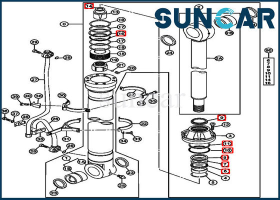 JOHN DEERE 4653040 Kit Seal Perbaikan Boom Cylinder Untuk Peralatan Excavator 450DLC 470GLC