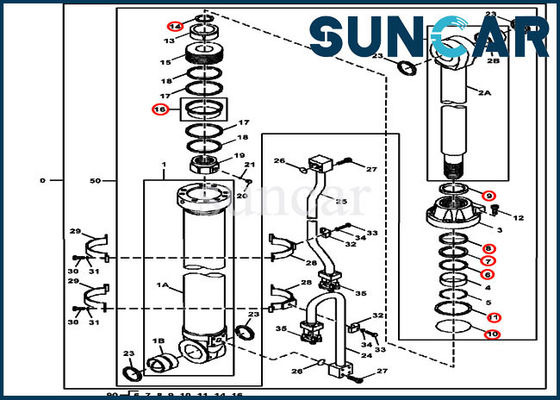 John Deere 4653041 Arm Seal Kit Kit Servis Hidraulik Cocok untuk Model Peralatan yang Kompatibel dengan 470GLC
