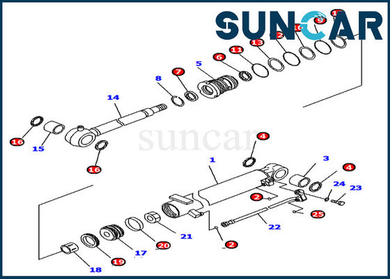707-98-12390 Komatsu Sealing Kit PC16R-3 Cylinder Seal Repair Kit Penggantian Untuk model Excavator