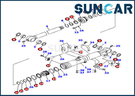 Suku Cadang 707-99-37290 Kit Segel Silinder Bucket PC160LC-7 Kit Penyegelan Hidrolik Komatsu