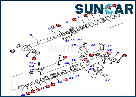 Kit Segel Silinder Boom 707-99-38720 Cocok dengan Komatsu Excavator PC160LC-7 Suku Cadang Perbaikan bagian dalam