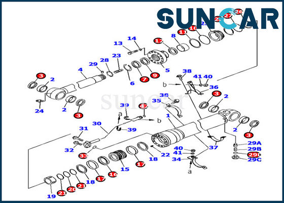 Kit Penyegel Silinder Lengan Hidraulik 707-99-46320 Komatsu PC160LC-7 Kit Segel Pengganti