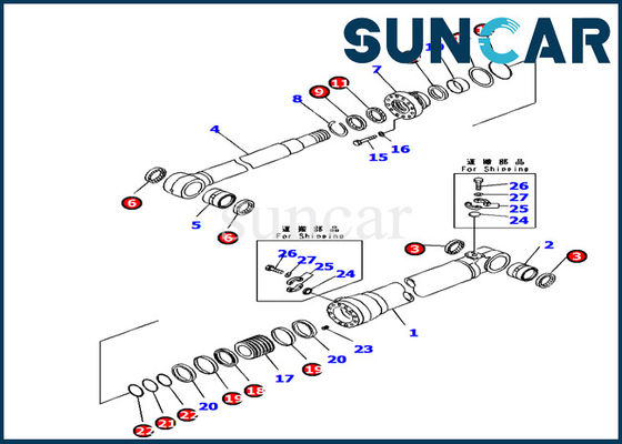 707-99-66310 Boom Menyesuaikan Cylinder Seal Kit Untuk Komatsu PC160LC-7K Excavator Rubber Repair Kit