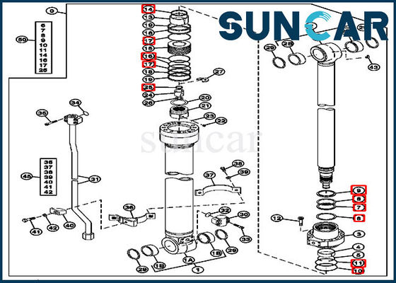 4483194 Arm Cylinder Seal Kit Cocok untuk Model Mesin Konstruksi Excavator 180 John Deere