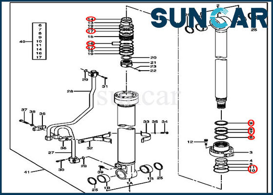 4662895 Kit Perbaikan Boom Seal Komponen Silinder Untuk Suku Cadang Pengganti John Deere 120C 120D