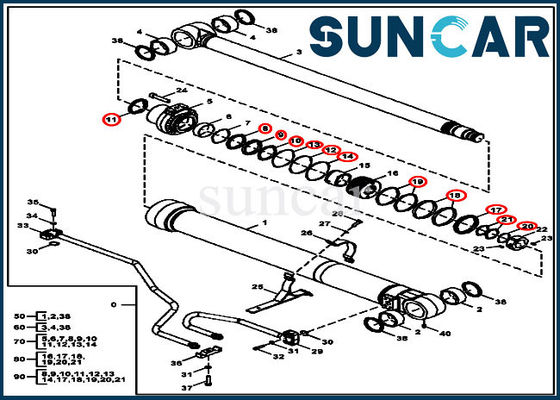 FYA00012899 Boom Cylinder Seal Kit Kit Perbaikan Deere Untuk Model Peralatan Excavator 135G 130G