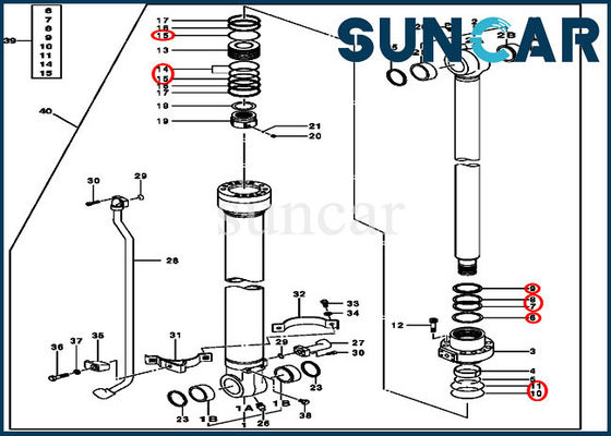 Kit Servis Silinder Bucket Hidraulik 4S00849 Sesuai dengan Silinder John Deere 70.00x100.00