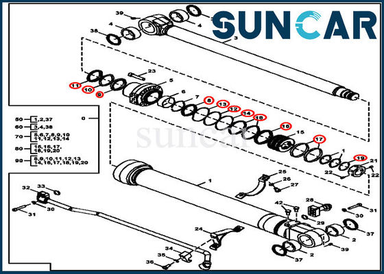 Kit Segel Perbaikan Silinder FYA00012901 Kit Penyegelan Bucket Untuk Excavator 135G 130G John Deere
