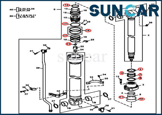 4S00847 Arm Seal Kit Kit Perbaikan Excavator Untuk 120D 135D 130G John Deere Cylinder 9288686G