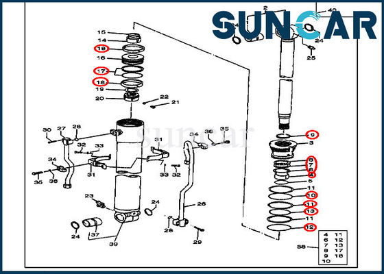 190 Deere Parts AT194439 Cylinder Seal Kit Kit Perbaikan Peralatan Mekanik Excavator