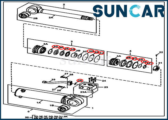 4669900 Kit Perbaikan Segel Silinder Bilah Hidraulik Cocok dengan Mesin Konstruksi Deere 220DW 190GW