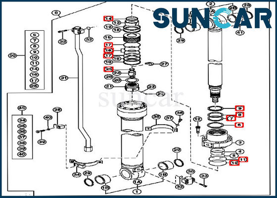 210 John Deere Hidrolik Seal Kit 4661594 Dipper Stick Arm Cylinder Repair Sealing Kit
