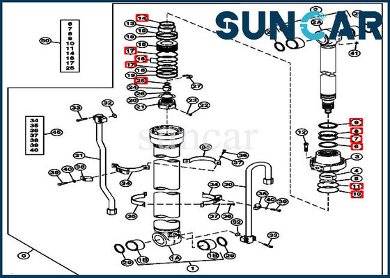 FYA00001392 Kit Segel Pengganti Hidrolik Cocok untuk John Deere 245GLC 230GW Bucket Cylinder