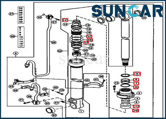 4662884 Kit Perbaikan Segel Silinder Boom Untuk Peralatan Model 2154D 200LC JOHN DEERE