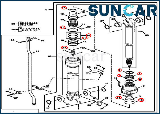 4654422 Kit Layanan Perbaikan Segel Lengan Silinder Untuk Model Mesin Konstruksi John Deere 220DW
