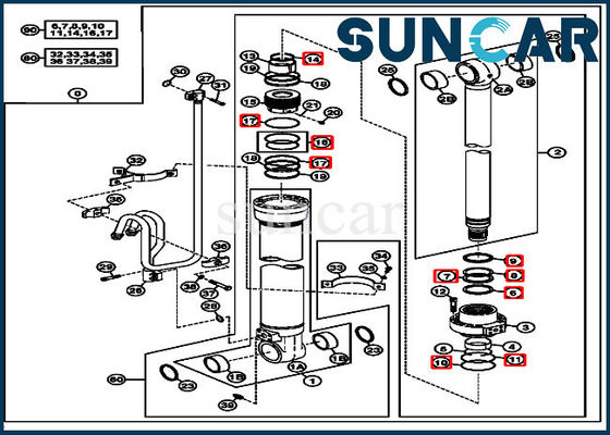 Kit Silinder Boom 4662889 Kit Penyegelan Perbaikan Hidraulik Cocok untuk John Deere 220DW