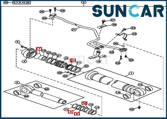 4485612 Kit Segel Perbaikan Boom Hidraulik Untuk Komponen Silinder John Deere 230CLC