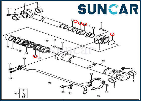 4485614 Kit Segel Perbaikan Hidraulik Bagian Deere 230CLC Untuk Komponen Silinder Bucket