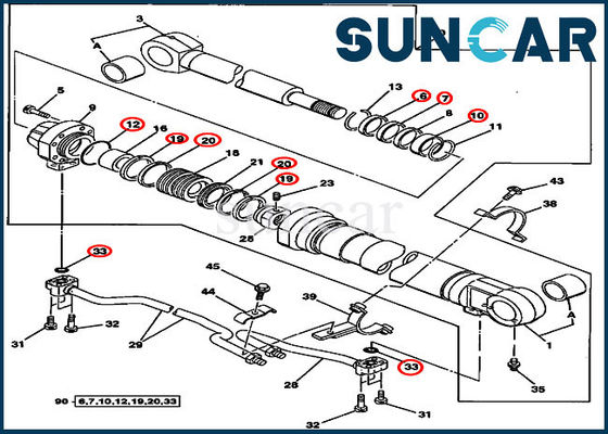 230LC 230LCR John Deere AT196466 Seal Kit Kit Perbaikan Silinder Boom Kiri Kanan