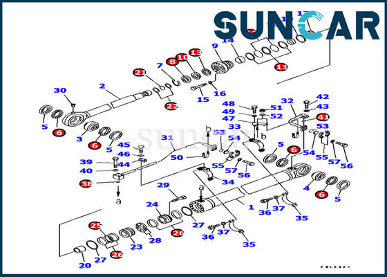 707-99-77070 Bucket Cylinder Sealing Kit Komatsu Excavator PC1800-6 Suku Cadang Perbaikan Bagian Dalam