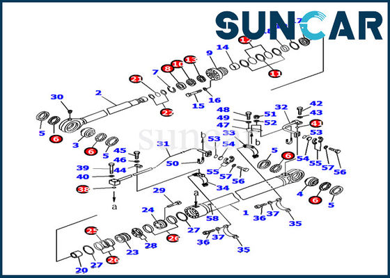 Komatsu PC1800-6 Bucket Cylinder Seal Kit 707-99-77180 Kit Servis Excavator Kit Perbaikan Dalam