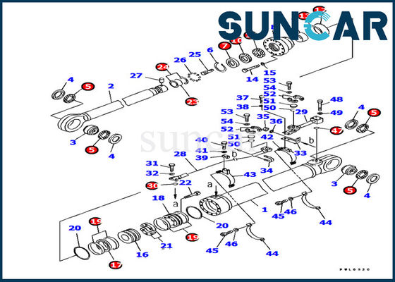 Suku Cadang Excavator 707-99-85310 Arm Cylinder Repair Kit Sealing Kit Untuk komatsu PC1800-6