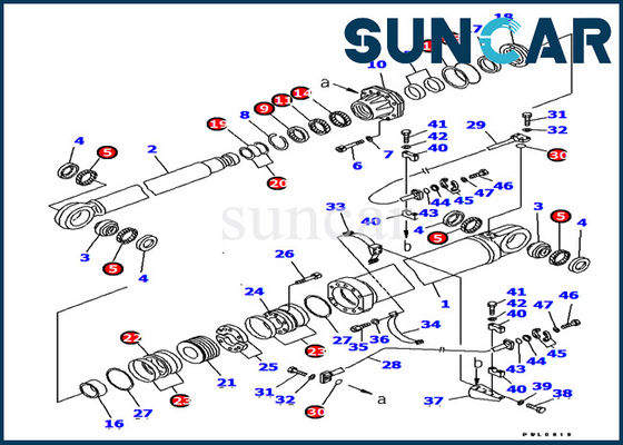 PC1800-6 Boom Cylinder Seal Kit 707-99-87700 Cocok untuk kit servis suku cadang dalam excavator komatsu