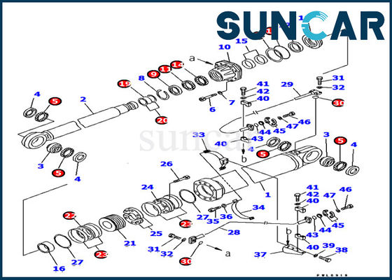 Komatsu Excavator 707-99-87710 Boom Kit Perbaikan Silinder Hidrolik Kit Segel Minyak Cocok untuk PC1800-6