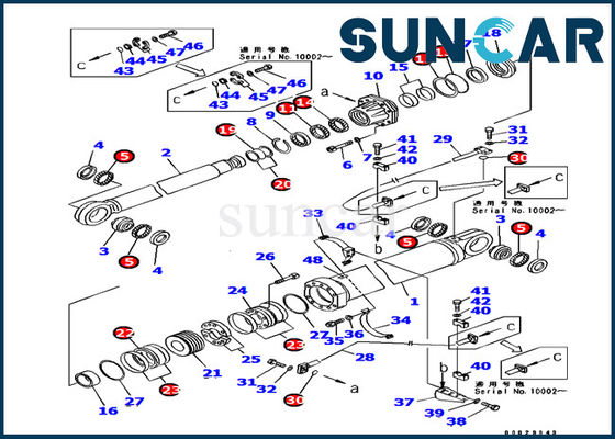 Sealing Kit 707-99-87720 Boom Cylinder Repair Seal Kit Untuk Komatsu Excavator PC1800-6