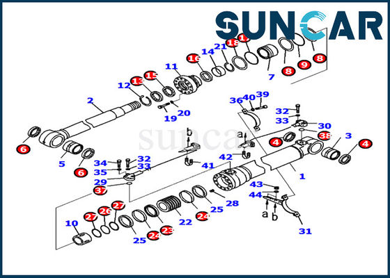 721-98-00250 Excavator PC220LC-8 Komatsu bagian dalam Boom cylinder Repair Seal Kit