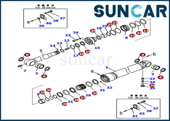 721-98-00260 ARM Cylinder Seal Kit Komatsu Excavator PC240LC-11 Kit Perbaikan Dalam Hidrolik