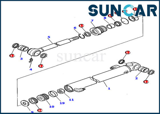 878000390 Komatsu Bucket Cylinder Seal Kit Excavator Sealing Kit Cocok untuk excavator PC20-7