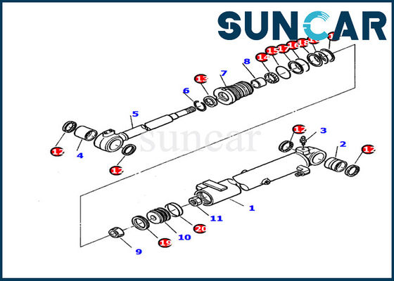 878000391 Excavator boom Cylinder Seal Kit Cocok Komatsu PC20-7 Kit Perbaikan silinder hidrolik