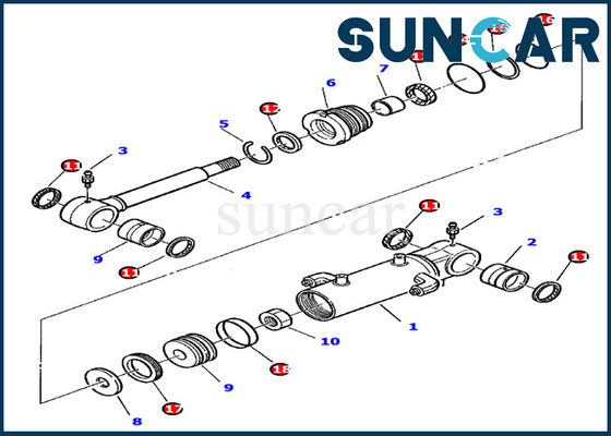 878000393 Blade Cylinder Seal Kit PC20-7 Komatsu Excavator Bagian Dalam Silinder Hidrolik Assy