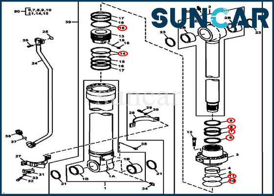 Kit Perbaikan Bucket 4662066 John Deere 240DLC 2454D ISO9001 Segel Silinder Hidrolik