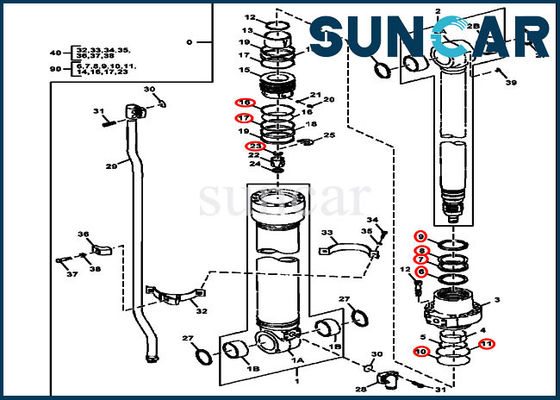 Ketahanan Aus FYA00001400 Kit Penyegelan Lengan Excavator 245GLC 230GW Kit Silinder Deere