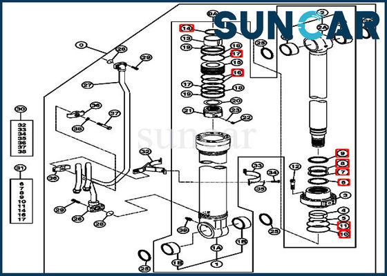 Kit Segel Perbaikan Boom 4639936 Cocok dengan 270CLC 2554 Suku Cadang Servis Pengganti John Deere