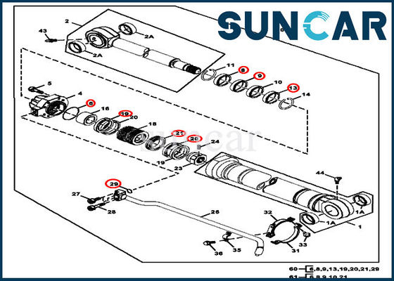 JOHN DEERE Bucket Cylinder Kits AT264439 Hidrolik Seal Kit Untuk Peralatan Excavator 270CLC 270LC