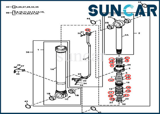 FYA00010735 Kit Servis Excavator Komponen Silinder Bucket Hidraulik John Deere