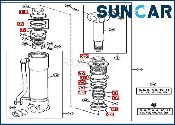 4369769 John Deere Arm Sealing Kit Kit Segel Perbaikan Hidrolik Untuk Suku Cadang Mesin Konstruksi 290D