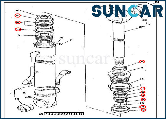 4369721 Kit Segel Silinder Bucket Kit Penggantian Excavator 290D John Deere