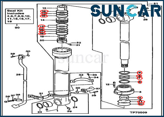 Kit Silinder Ember Hidrolik AH155040 Kit Segel Deere Cocok untuk Excavator 160LC 350GLC 350DLC